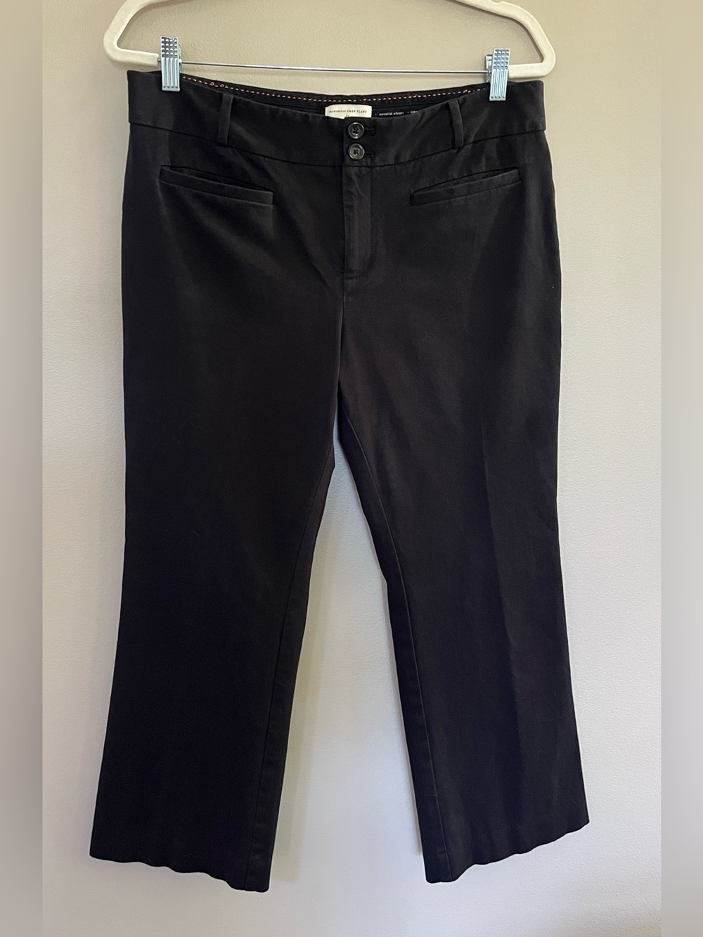 Anthropologie The Essential Crop Rise Flare Mid Rise Black pants size 12